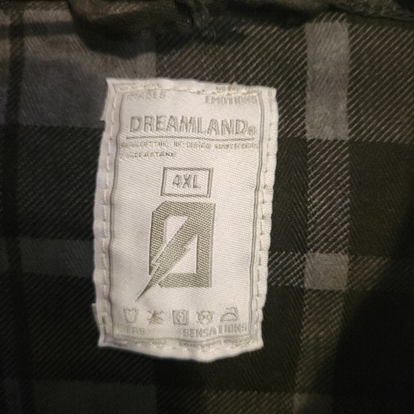 DREAMLAND WAR DUB PLAID/DENIM SHIRT BUTTON  BLACK/GRY PLAID SHACKET MENS 4XL NWT - Picture 15 of 15
